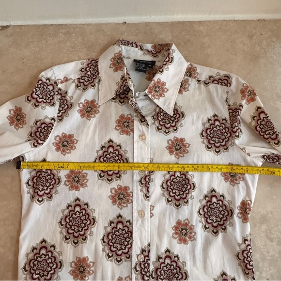 Central Park Floral Print Long Sleeve Collared Button Up Womens Size M - Picture 8 of 11
